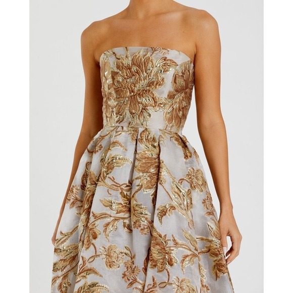Mac Duggal Strapless Gold and Cream Dress - Picture 7 of 14